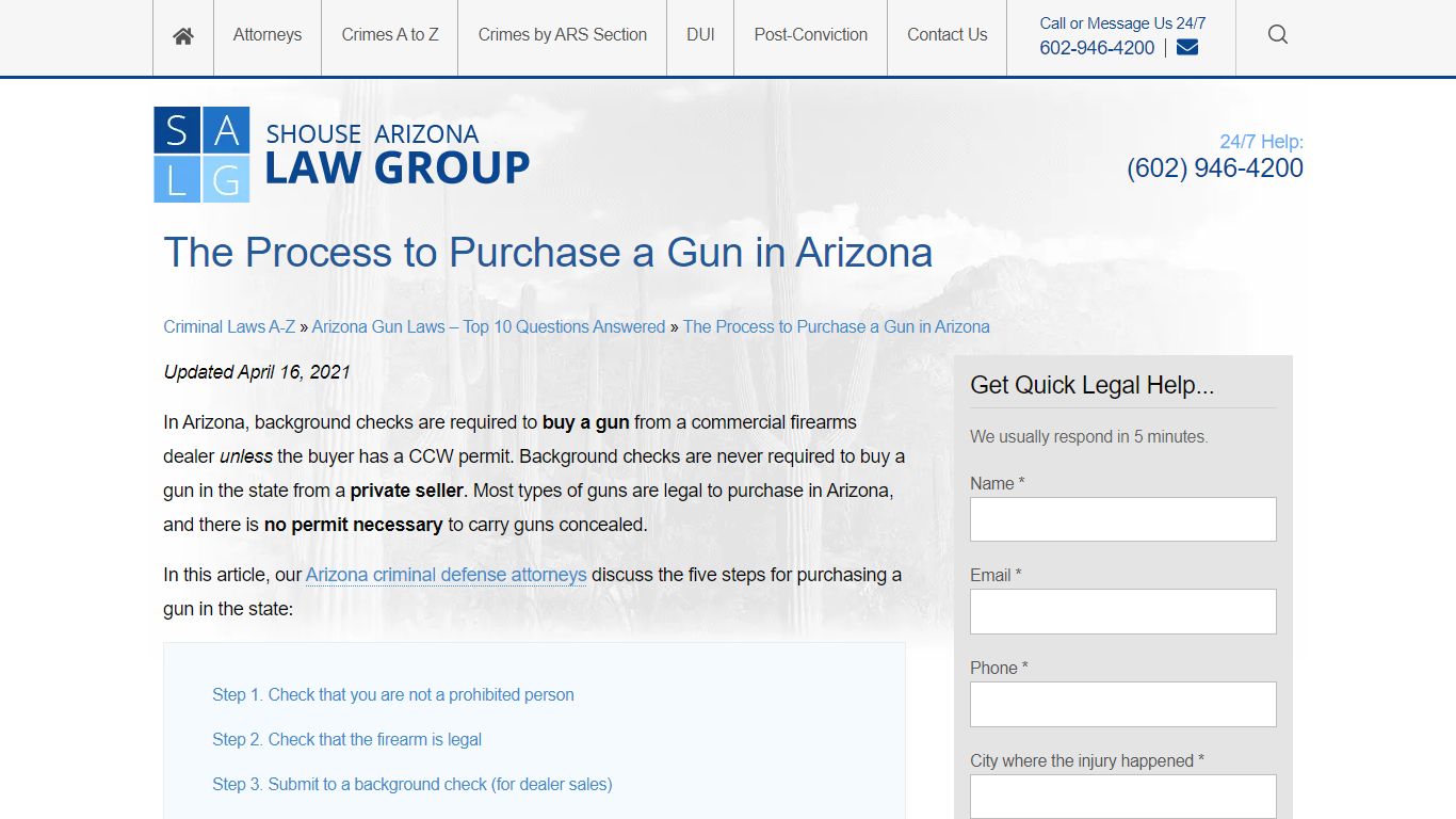 The Process to Purchase a Firearm under Arizona Law